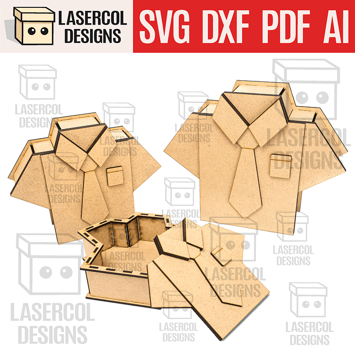 Shirt and Tie Box (3 Sizes) - Laser Cut Files product image (1)