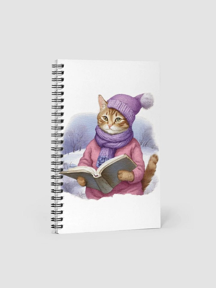 Adorable Cute Cat Read A Book wearing a purple hat and scarf product image (1)