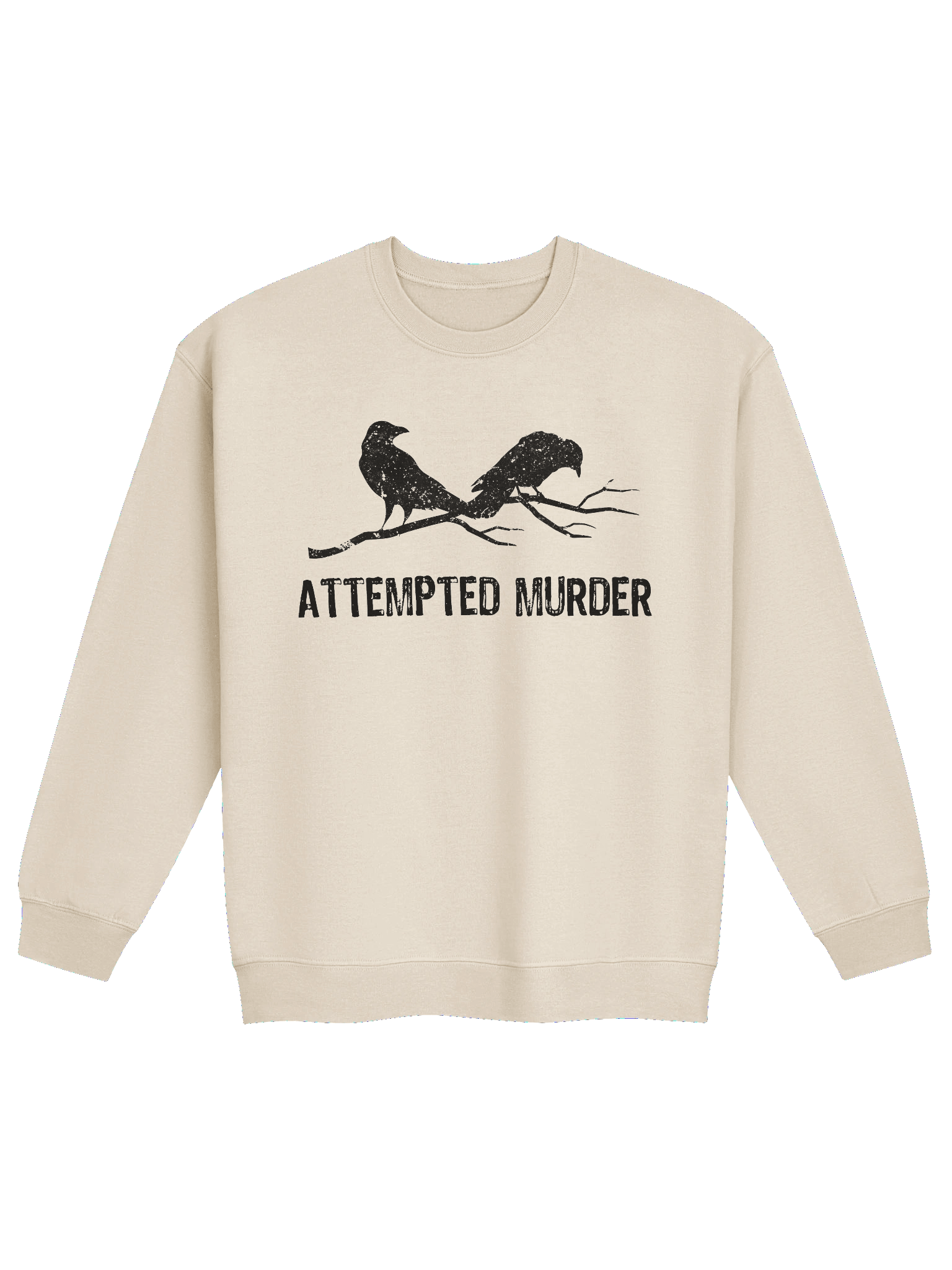 Attempted Murder Two Crows Funny Bird Pun Meme Sweatshirt product image (1)
