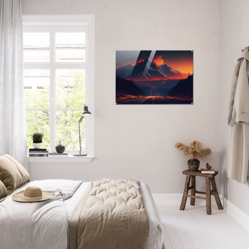 MOUNTAINS AND RED EVENING GLOSSY ACRYLIC PRINT product image (4)