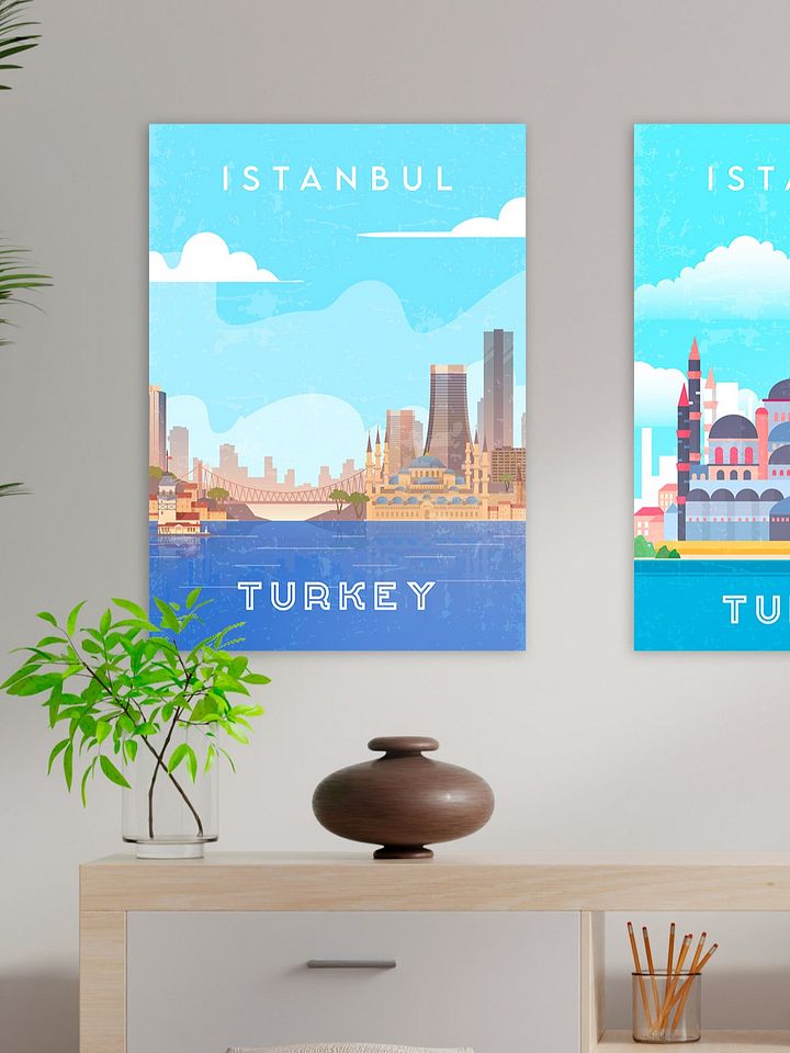 Istanbul, Turkey — Retro travel minimalist poster, retro travel art, retro travel wall art, vector art product image (2)