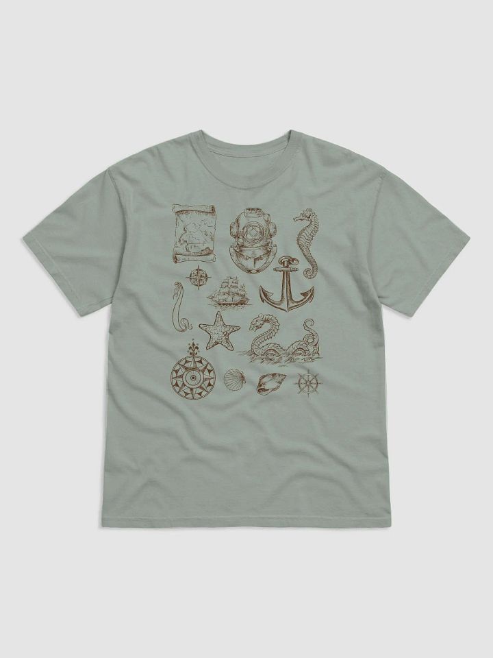 Vintage Nautical and Sailing Elements T-Shirt | Vintage-Style Dark and Light Academia Shirt for Maritime and Sea Lovers product image (2)