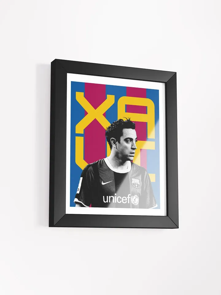 Xavi Hernández BW Barcelona Name Art Framed Print product image (1)