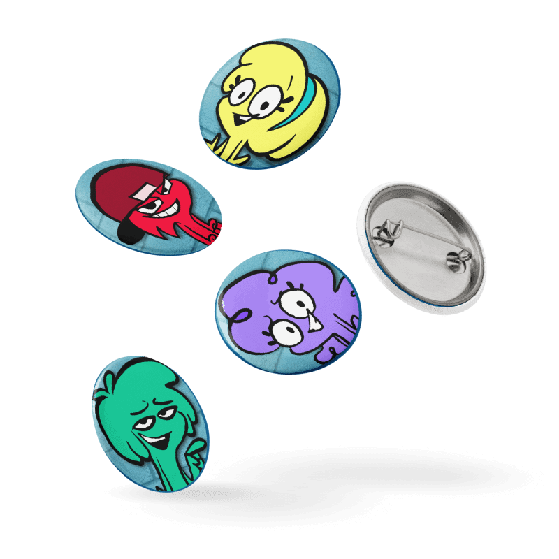 Cartoon Safety Pin Buttons Set 2 product image (7)