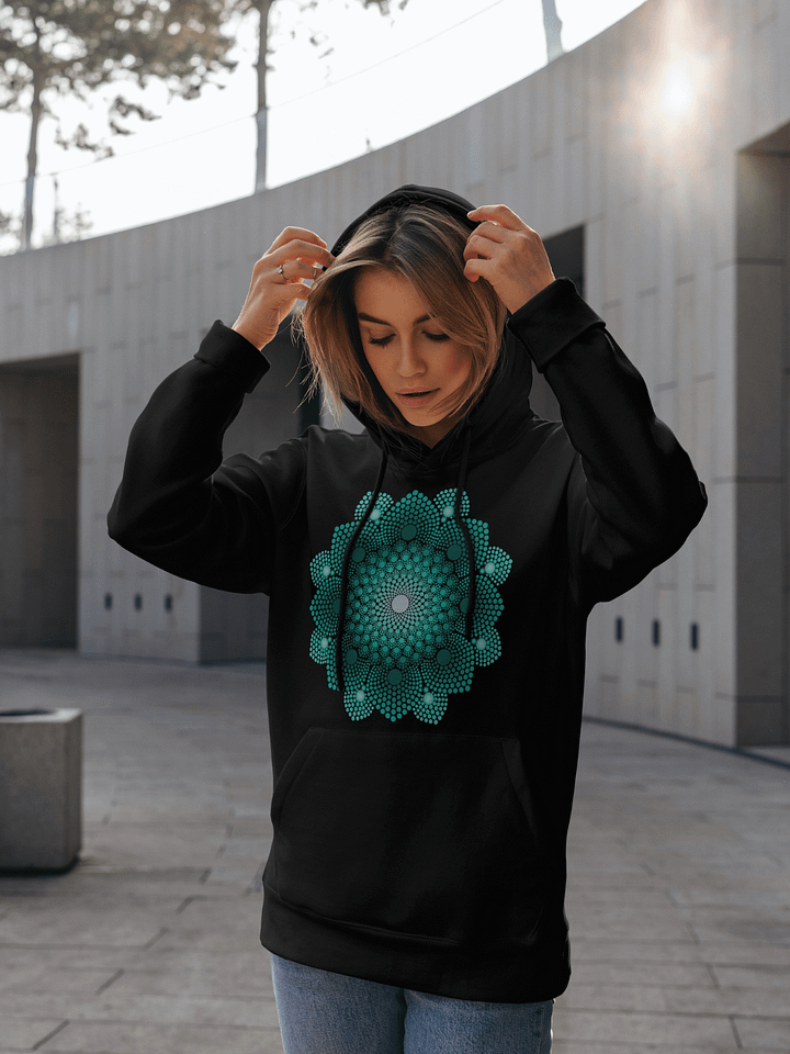 Turquoise Dot Mandala Unisex Eco Hoodie product image (1)