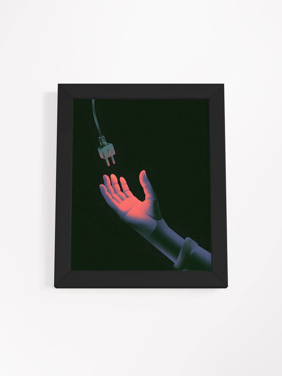 Robotic Hand & Plug Wall Art | Tech Energy Symbolism Print product image (1)
