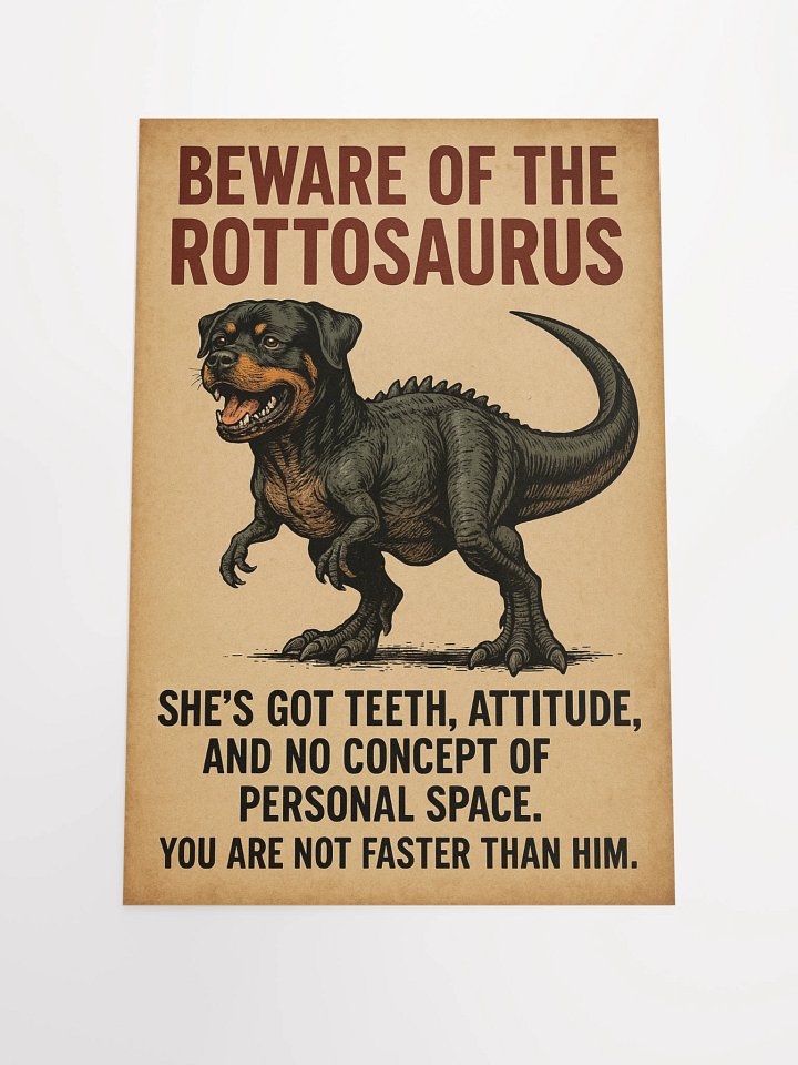 Beware of the Rottosaurus WARNING POSTER (SHE VERSION) product image (2)