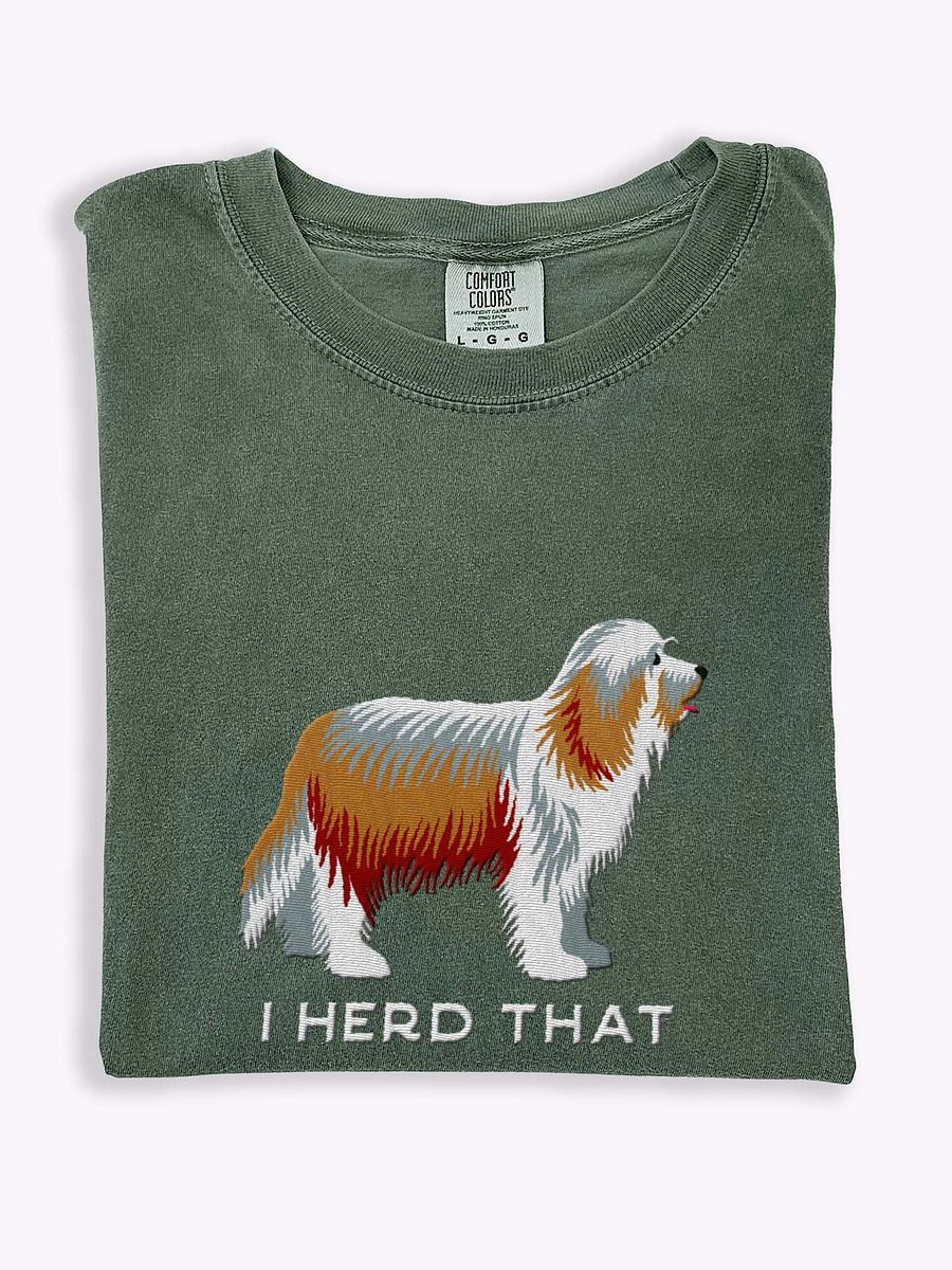 I Herd That T-Shirt(Embroidered) of a Bearded Collie(Tan) product image (1)