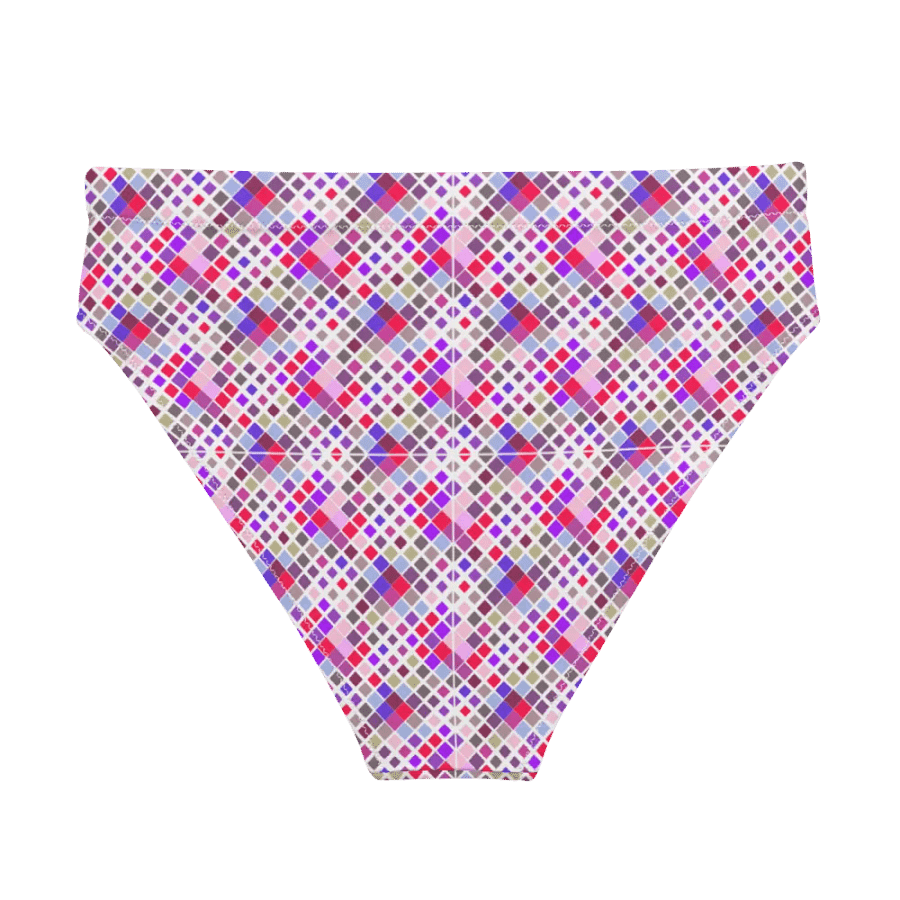 Colorful Square Pattern Design High Waist Bikini Bottom product image (2)