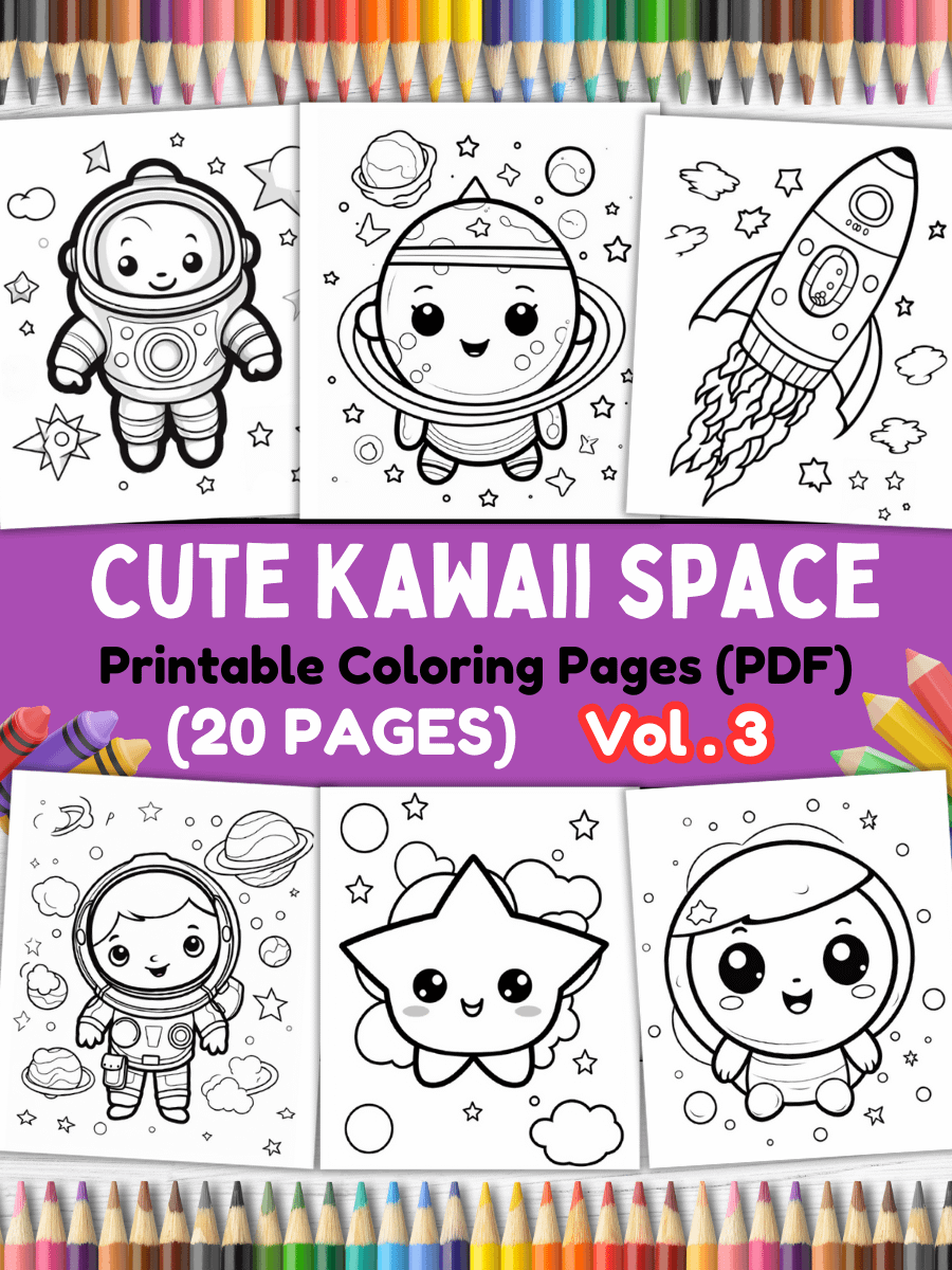 20 Cute Kawaii Space Coloring Pages#3 (PDF Coloring Pages) product image (1)