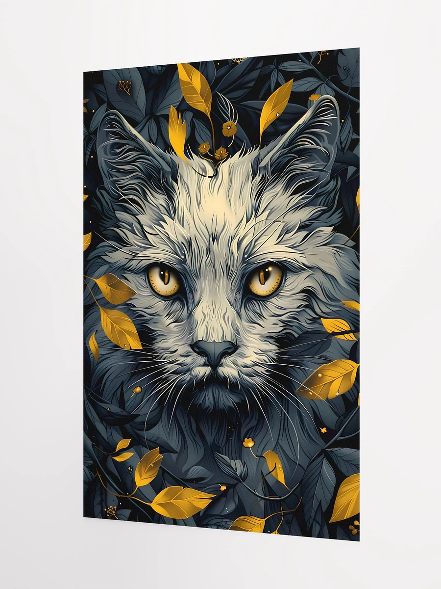 Autumn Whispers: Enigmatic Cat Face with Golden Eyes Art Matte Poster product image (5)