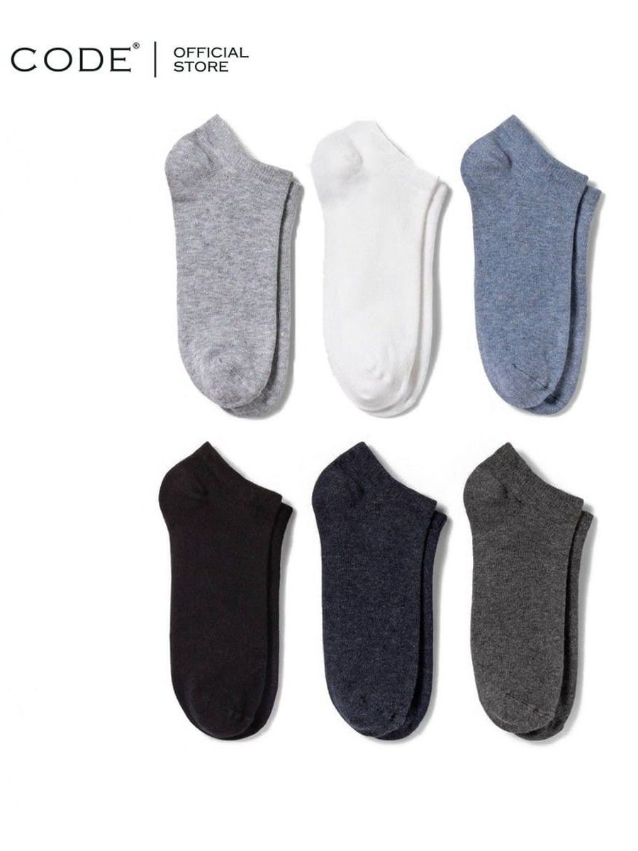 Code 6 Pairs Cotton Ankle Socks For Men Women - 3 Random colors product image (1)