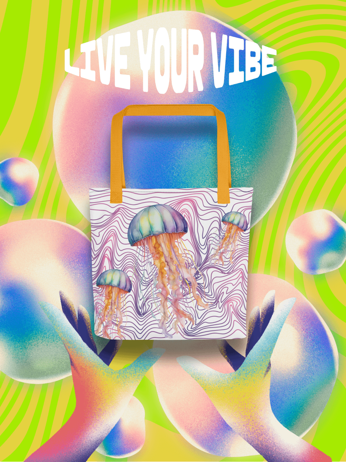 Colorful Jellyfish Tote Bag product image (3)