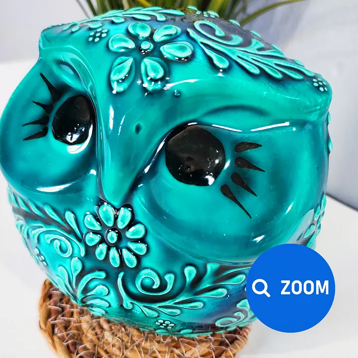 Ceramic turquoise owl — handmade pottery, handmade ceramic, home decor, handmade gift, Turkish ceramic product image (2)