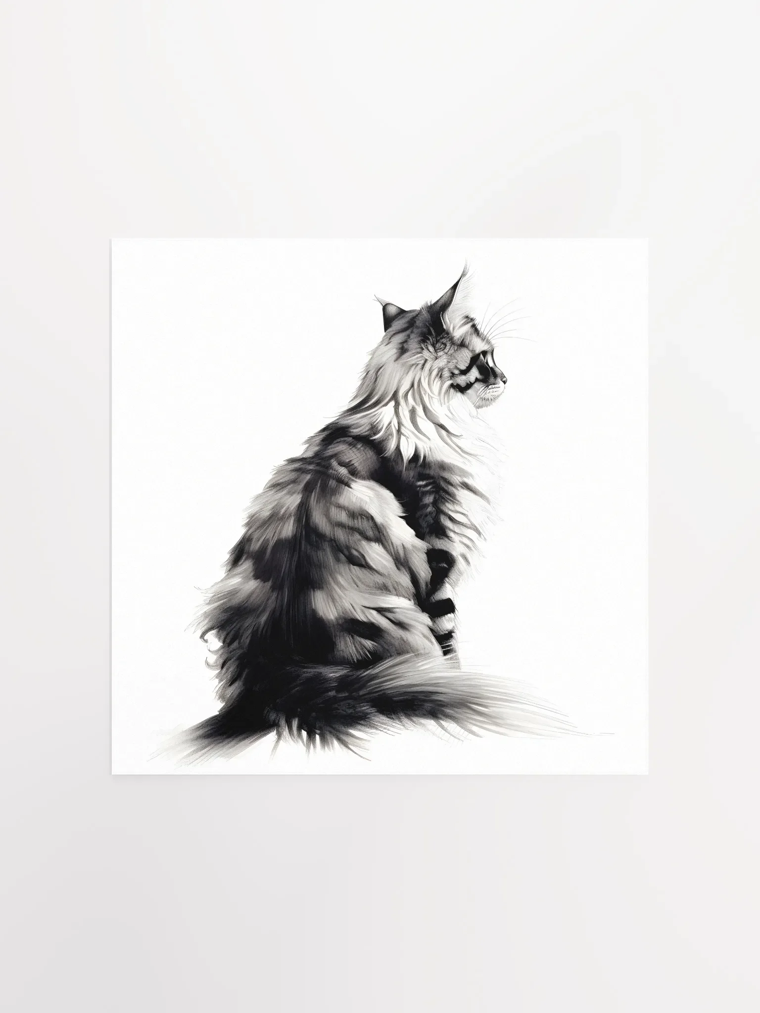 Maine Coon Ink Art Poster Wall Print product image (1)