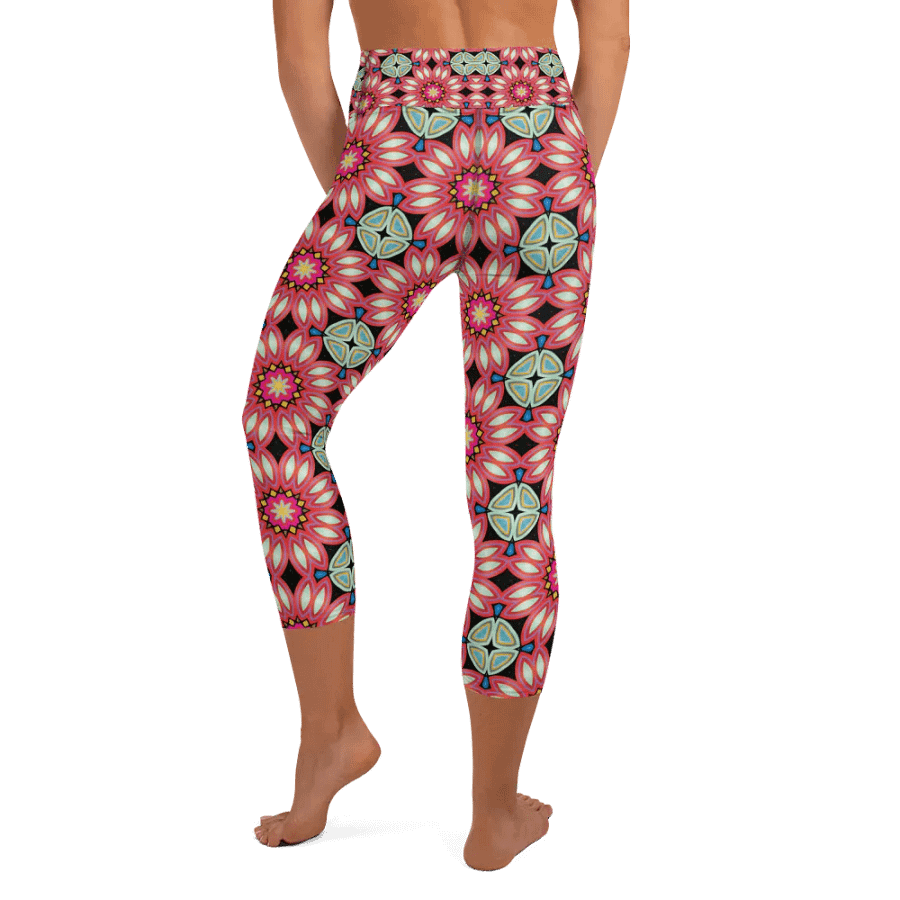 Fractal Batik Maroon Yoga Capri Leggings product image (4)