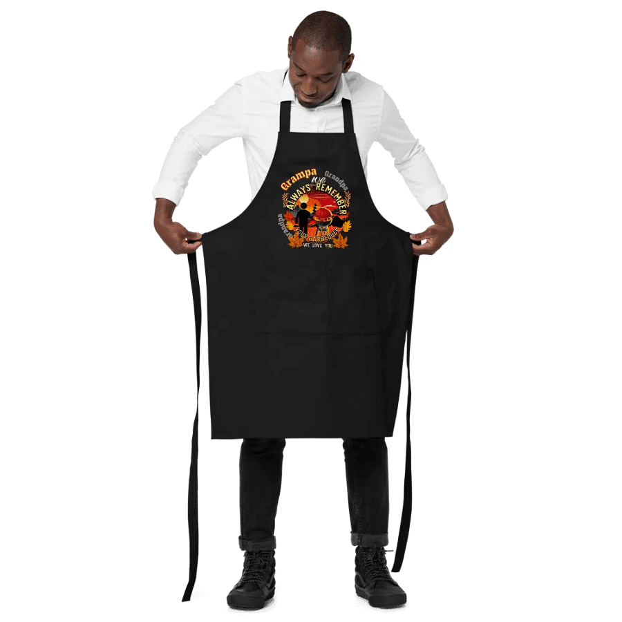 Apron matching T shirt grandad depicting ‘Grampa we always remember your BBQ’.  Perfect gift from grandchildren product image (2)
