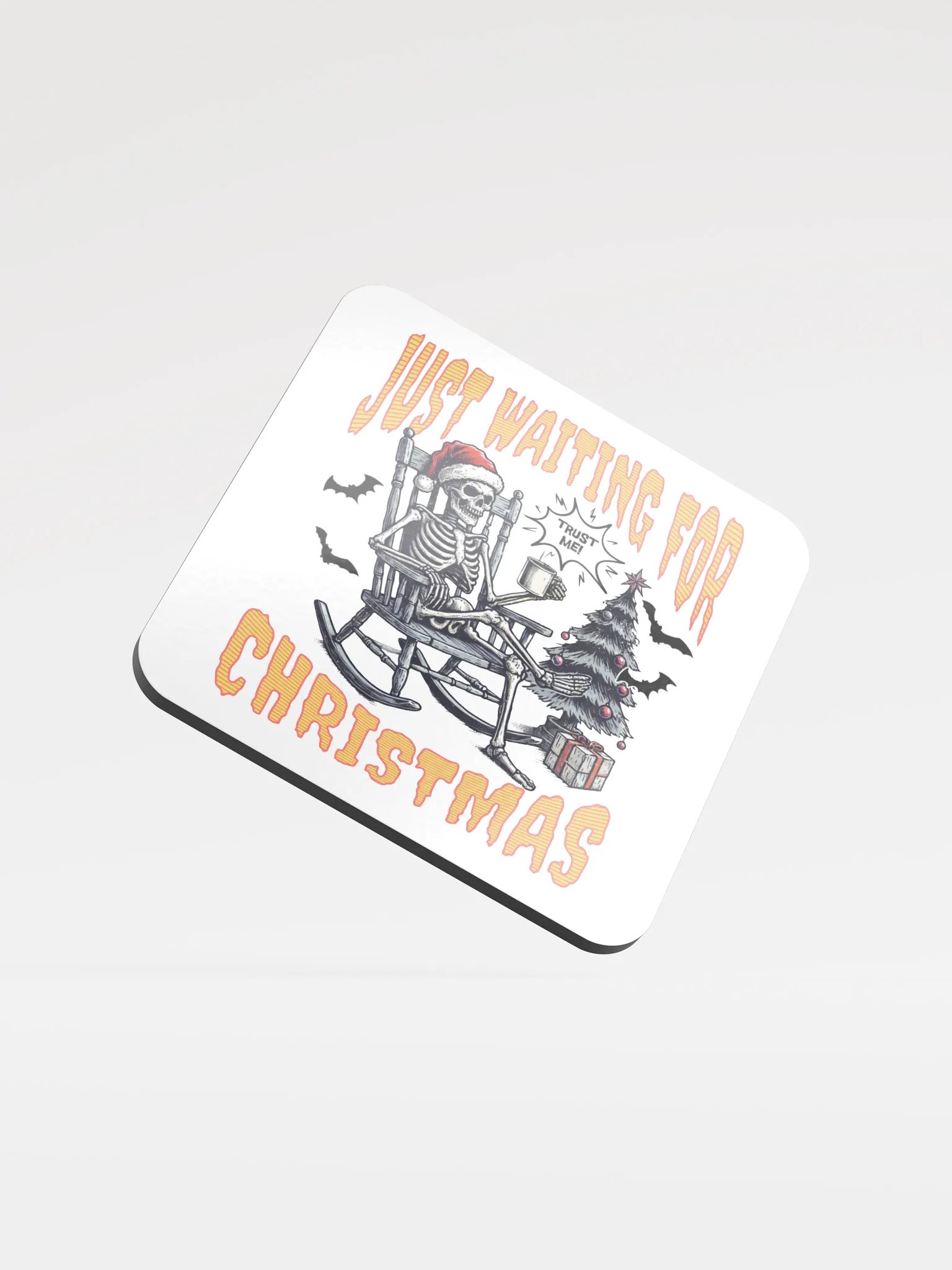 Just Waiting For Christmas Santa Skeleton Cork Coaster product image (2)