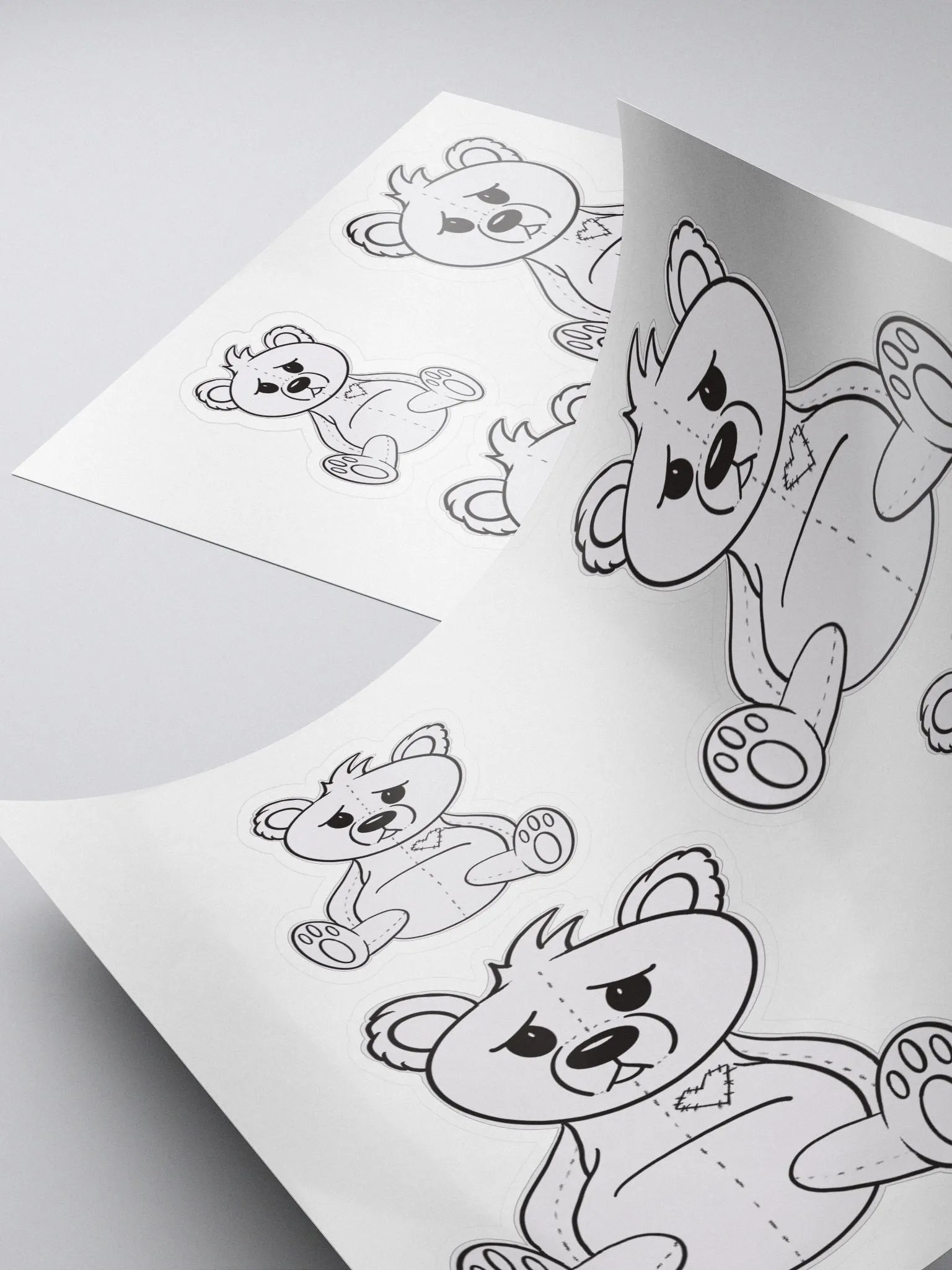 Anxious Teddy B&W Stickers product image (4)