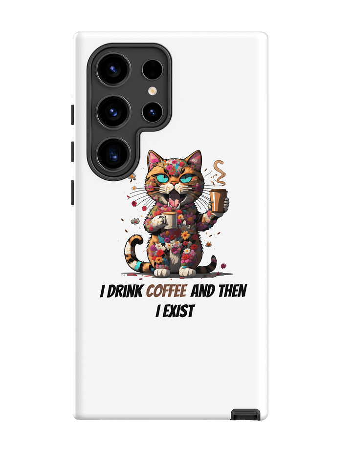 Coffee Cat Samsung Case I Phone Cover for Caffeine Lovers I Funny Quote I Wireless Charging Support product image (1)