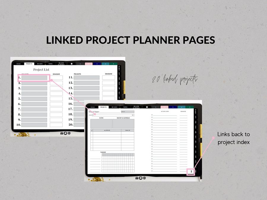 Undated Digital Planner - Black Vertical Week | Ideal for iPad & Phone product image (7)