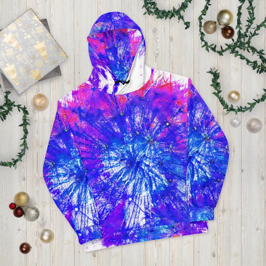 Abstract Bright Neon Dandelion Seeds Unisex Pull Over Hoodie product image (11)