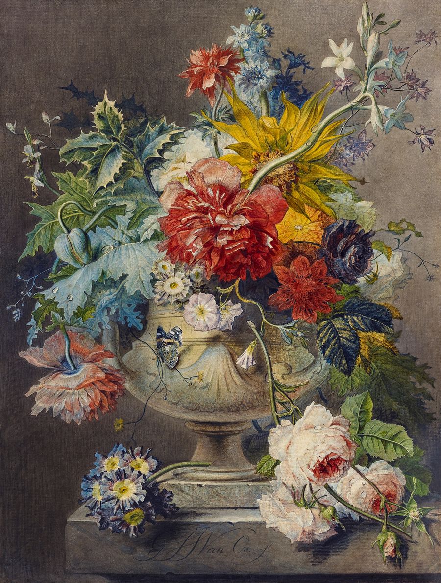 Vintage Art Download - Georgius Jacobus Johannes Van Os., Bouquet of Flowers in a Vase (after 1802) product image (1)