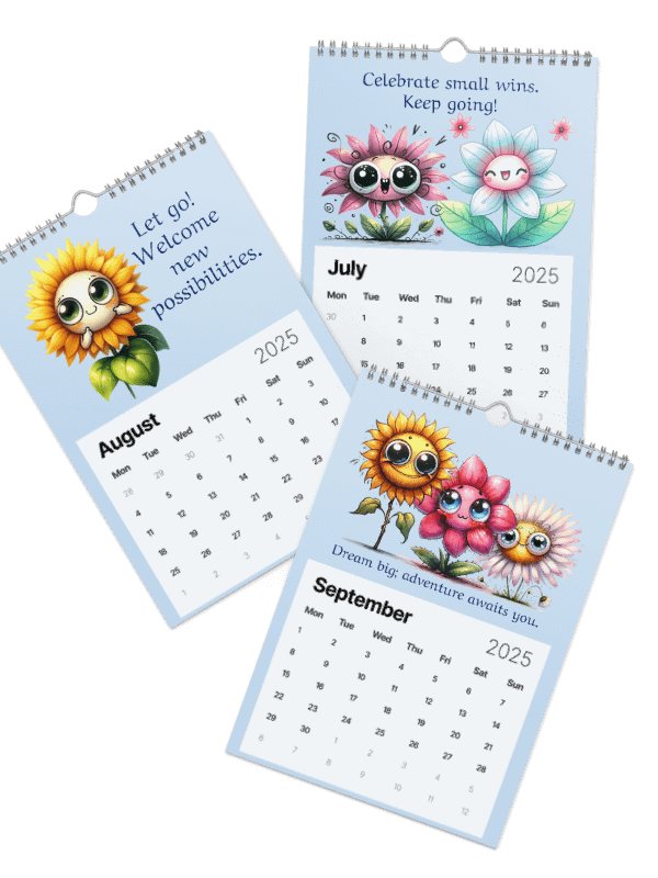 2025 Wall Calendar With Kawaii Style Flowers and Inspirations product image (4)