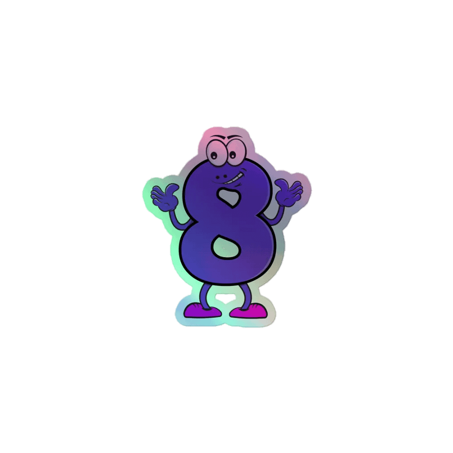 Playful Purple Number 8 Holographic Stickers product image (1)