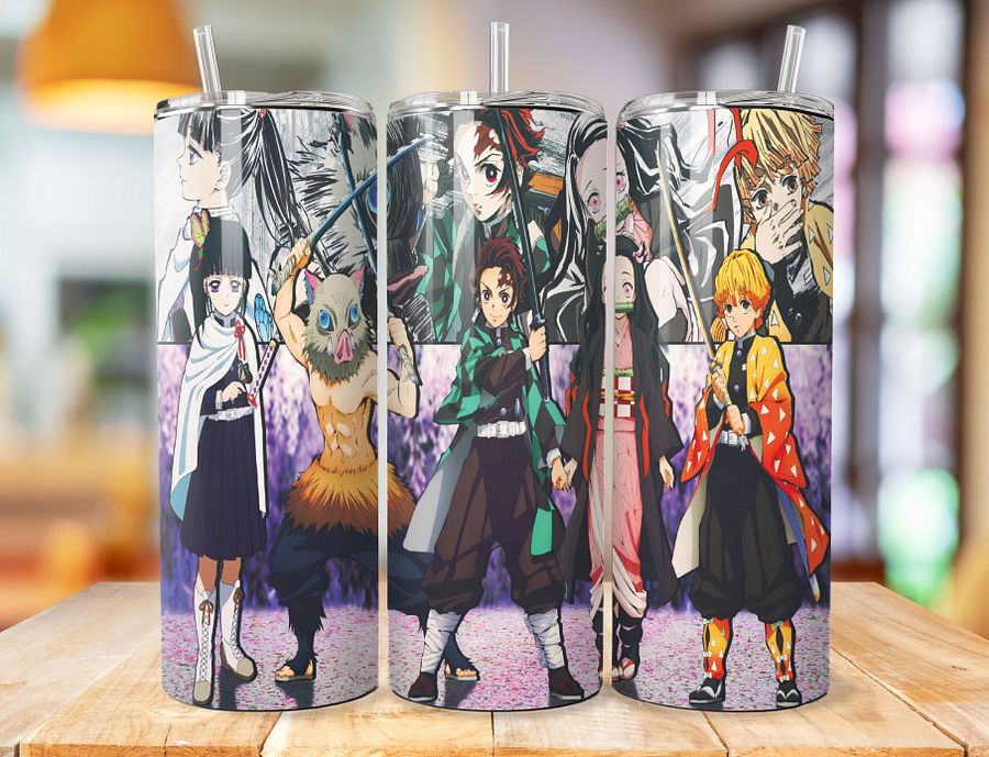 Demon Slayer Squad 20 oz Stainless Steel Tumbler – Kanao, Nezuko, Tanjiro, Zenitsu, and Inosuke Design product image (1)