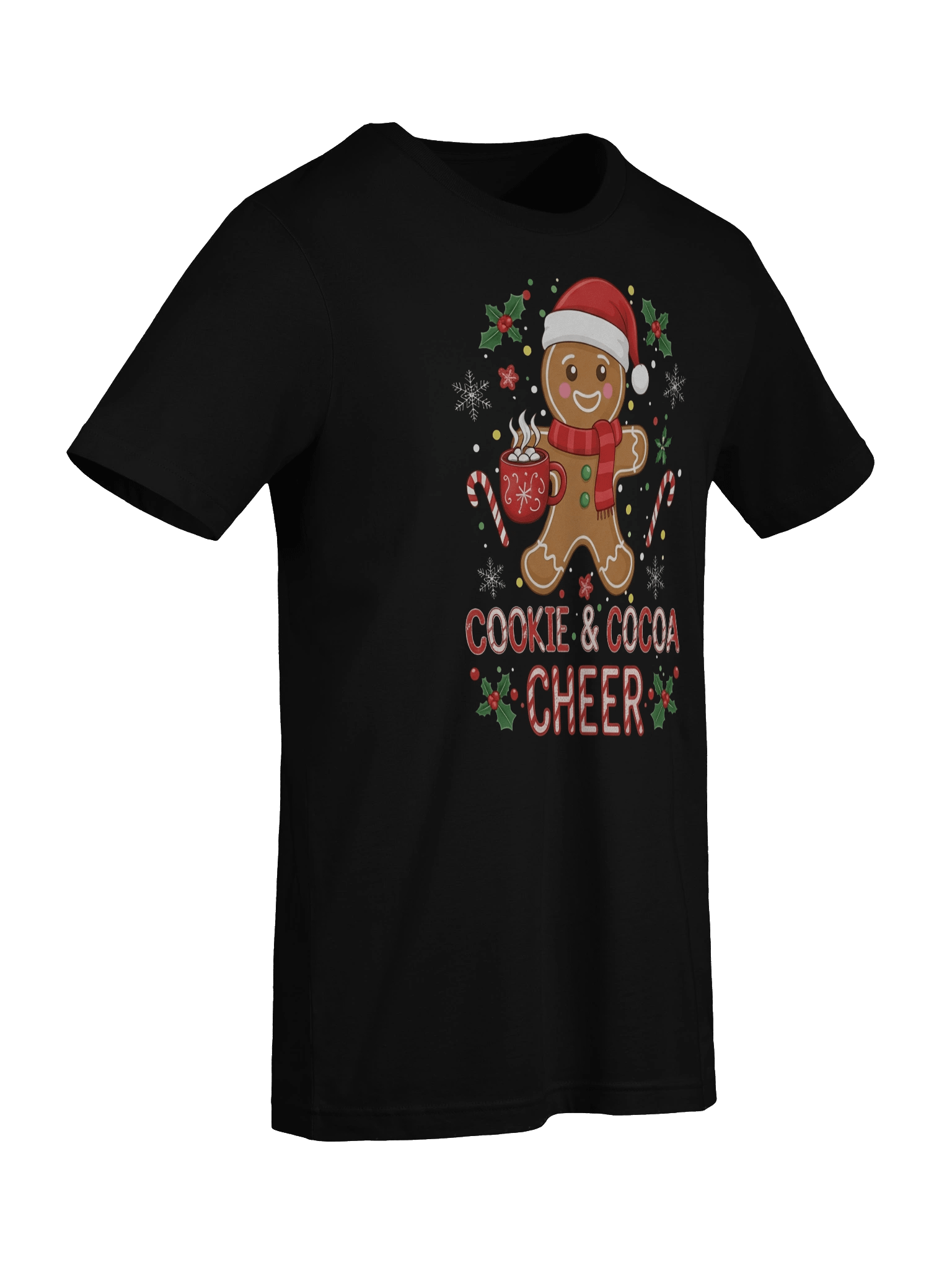Cute Gingerbread Cookie Christmas T-Shirt – Cookie & Cocoa Cheer Holiday Tee – Festive Santa Hat Gingerbread Shirt for Winter & Xmas Parties product image (43)