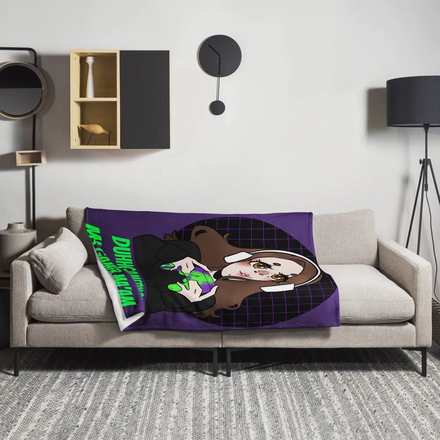 DuhhGamerXOXO/Miss Gamer Blanket - Purple w/ Green Text product image (5)