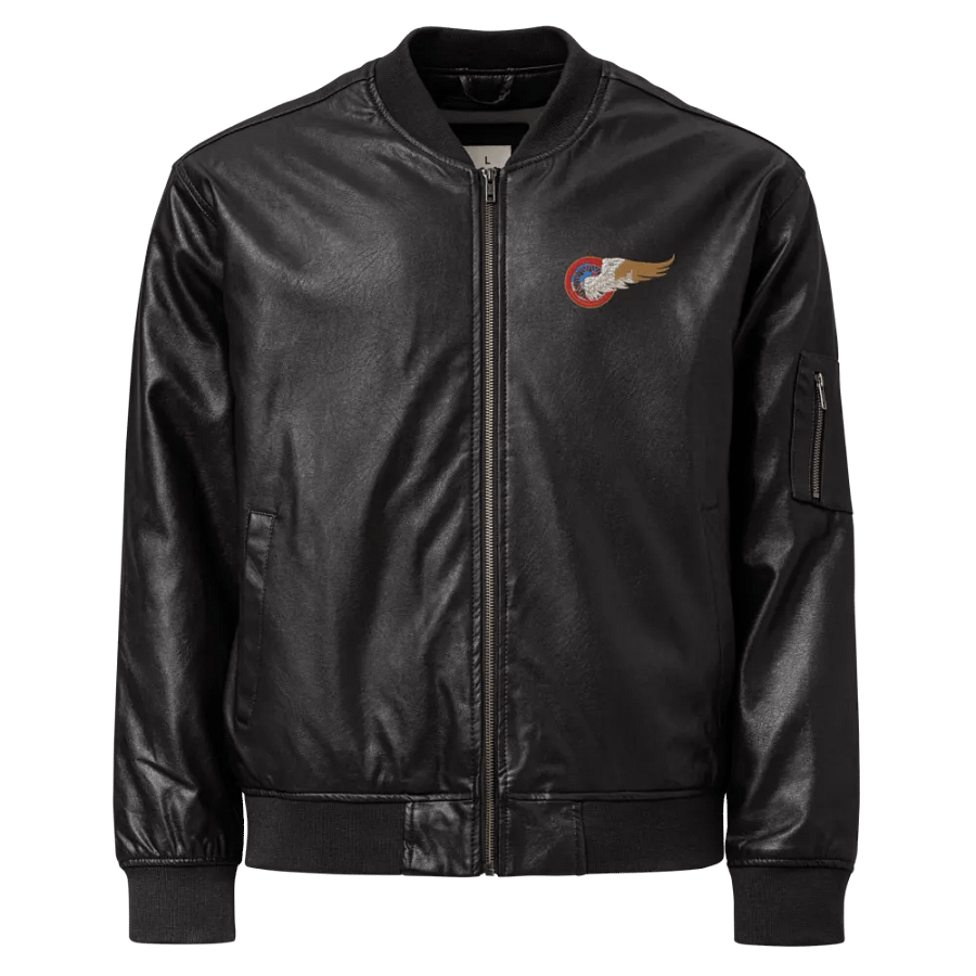 Winged Rider Faux Leather Bomber Jacket product image (5)