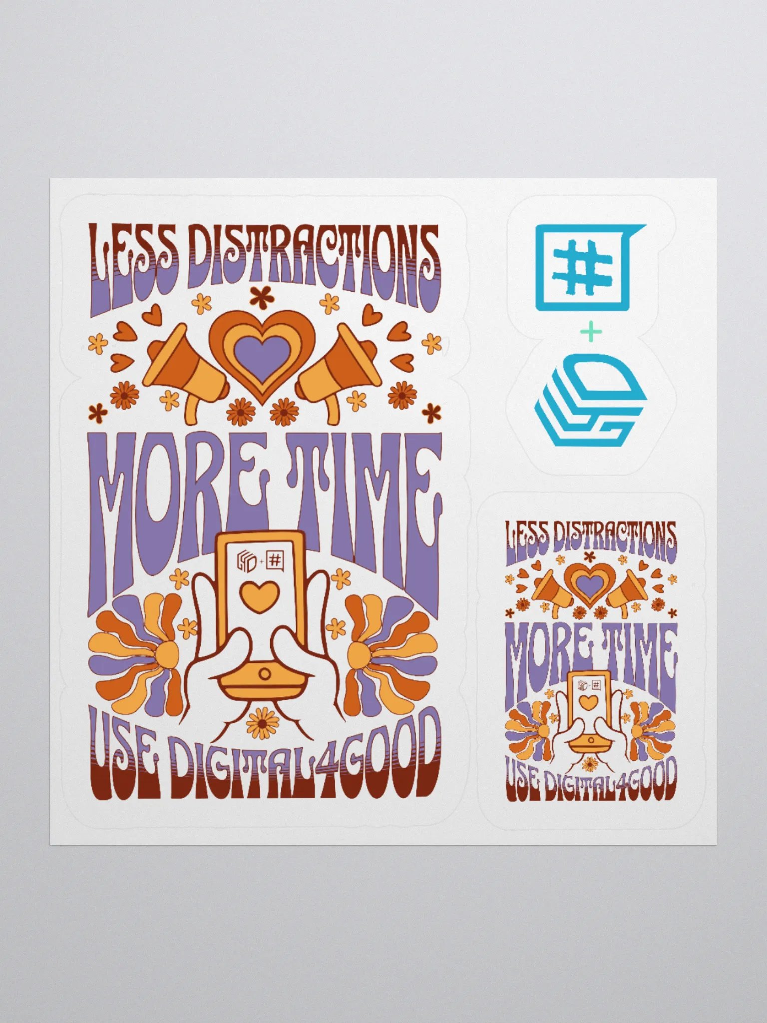 Less Distractions. More Time. Use Digital4Good Stickers product image (1)