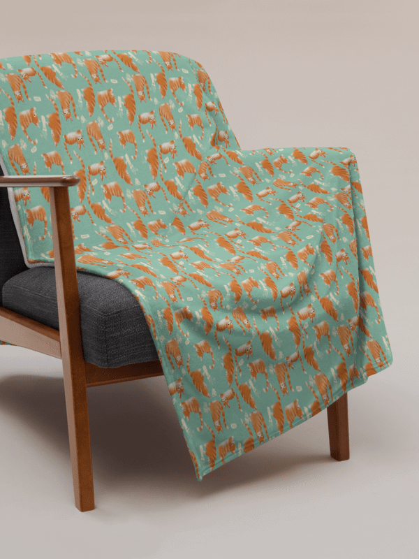 Bad Orange Tabby Cats Knocking Stuff Over Throw Blanket, Green product image (15)