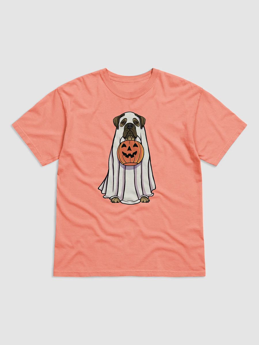 Funny Halloween Bullmastiff T-Shirt | Funny Bullmastiff Wearing a Ghost Costume and Holding a Pumpkin Basket product image (22)