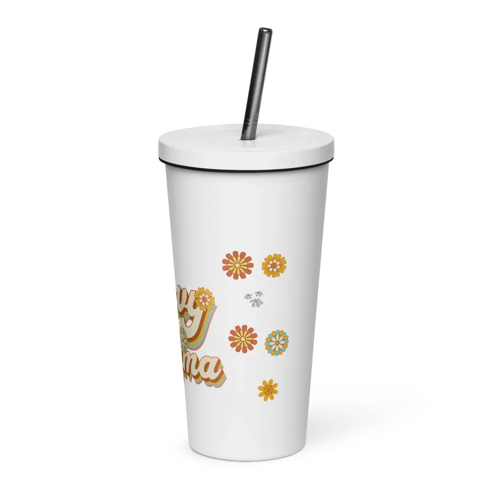 Groovy mama insulated tumbler cup with straw product image (2)