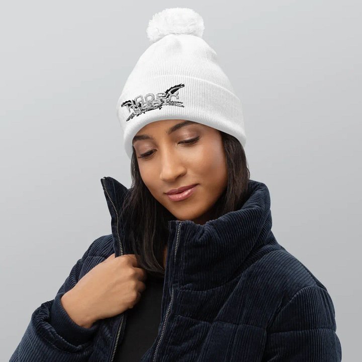 Beechfield Pom-Pom Beanie - Embroidered - White HApex Gear White Logo product image (2)