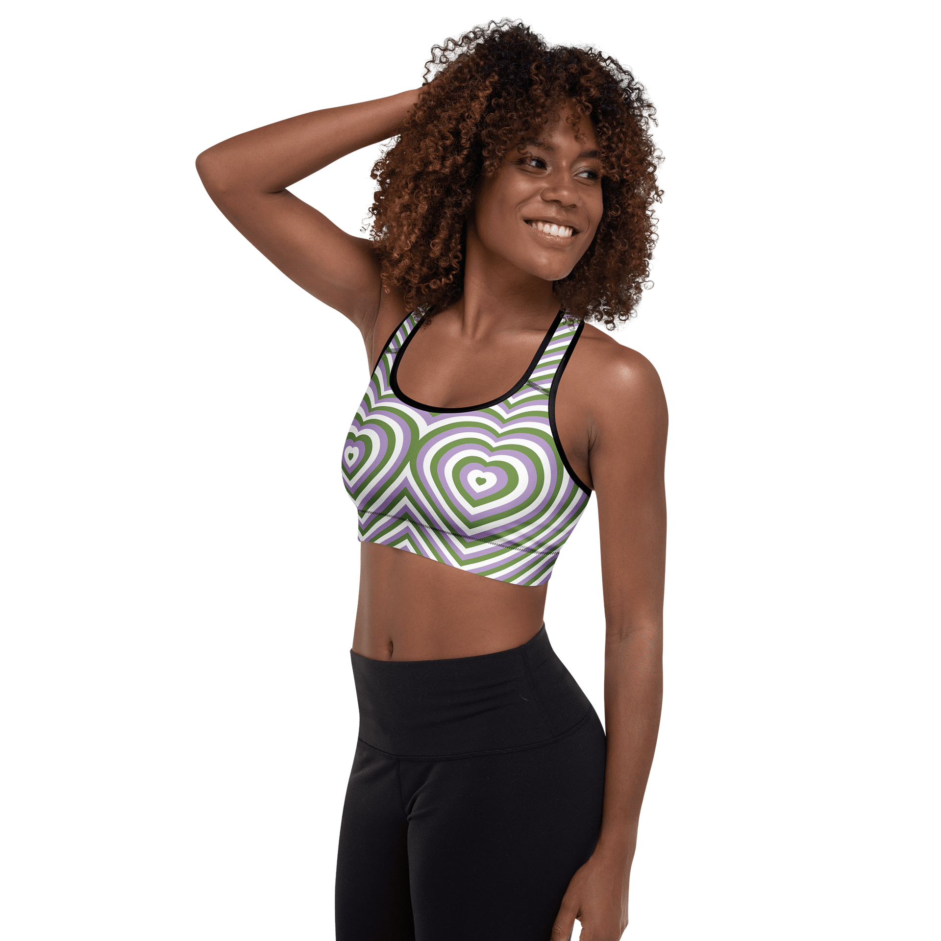 Genderqueer Pride Hearts Padded Sports Bra product image (5)