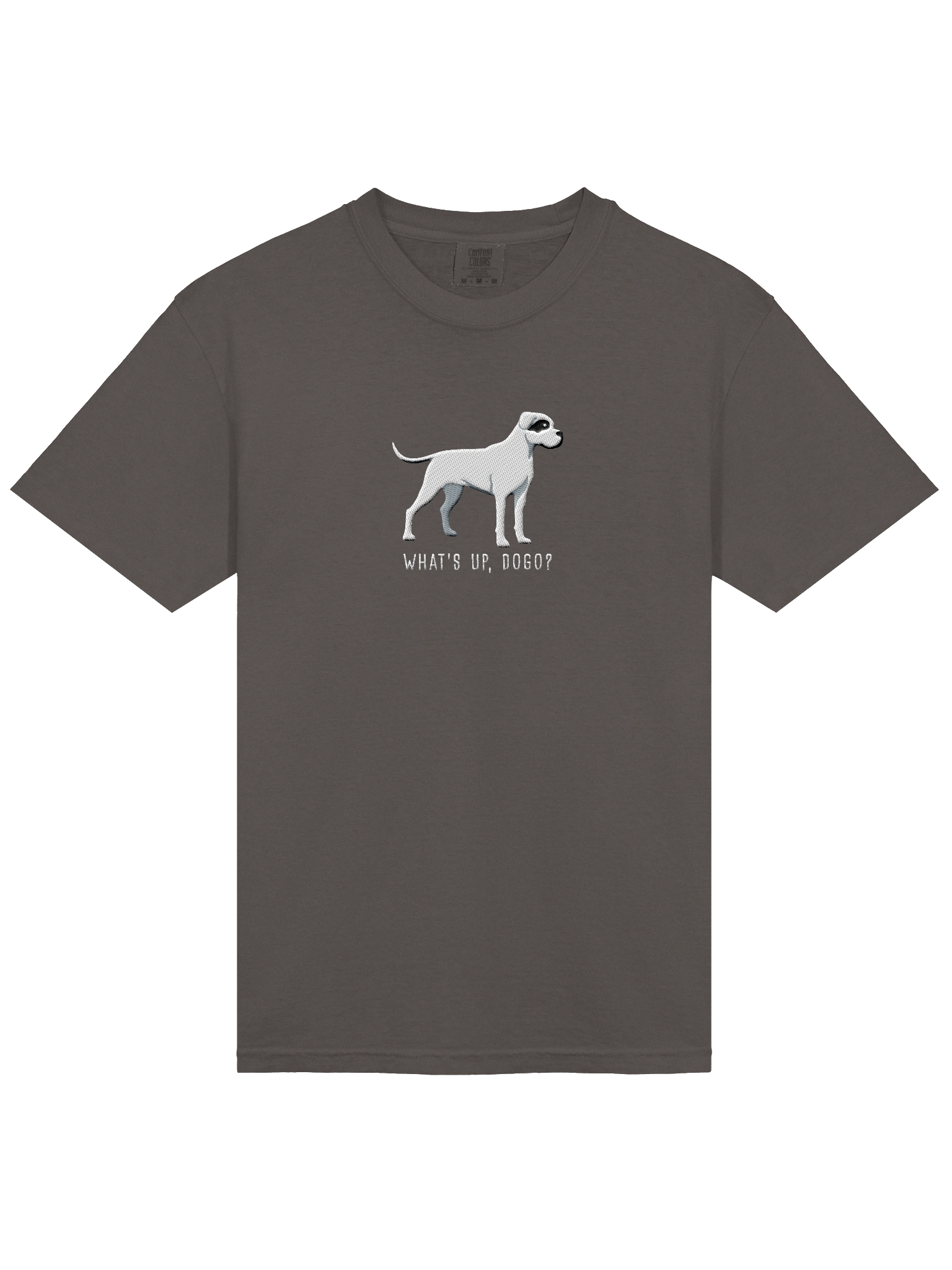 What's Up, Dogo? T-Shirt(Embroidered) of a Dogo Argentino(Black & White) product image (15)