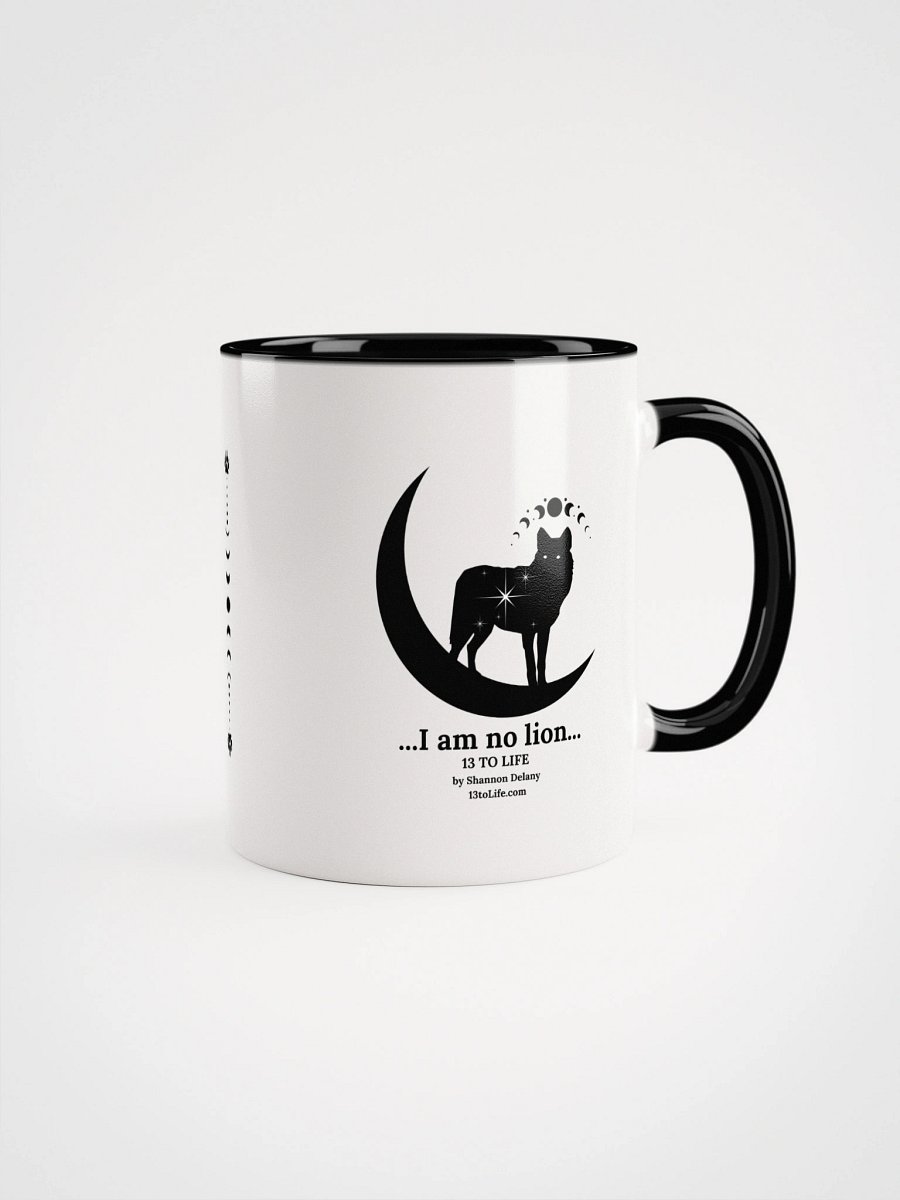 I Am No Lion – Wolf and Moon Mug – 13 TO LIFE Mug with Accent Color Interior and Handle product image (10)
