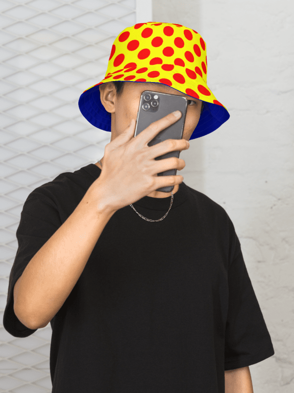 Red Polka Dots on Yellow Reversible Bucket Hat product image (1)