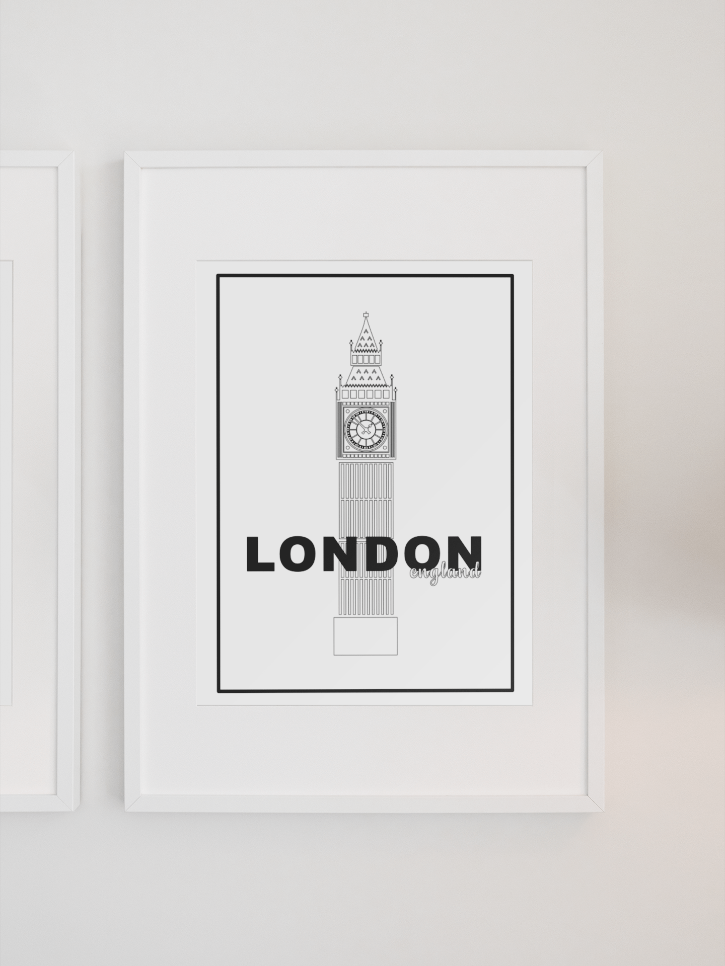 Big Ben Clock Tower Line Art Poster, London England Landmark Illustration, Classic Black and White Urban Decor, Chic Travel-Themed Art product image (1)