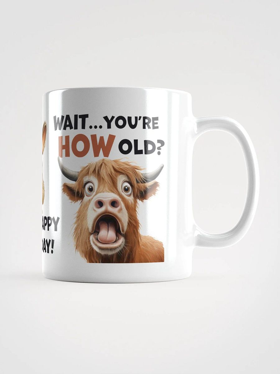 "You're HOW old?" Shocked pig, rabbit and cow. White glossy mug product image (5)