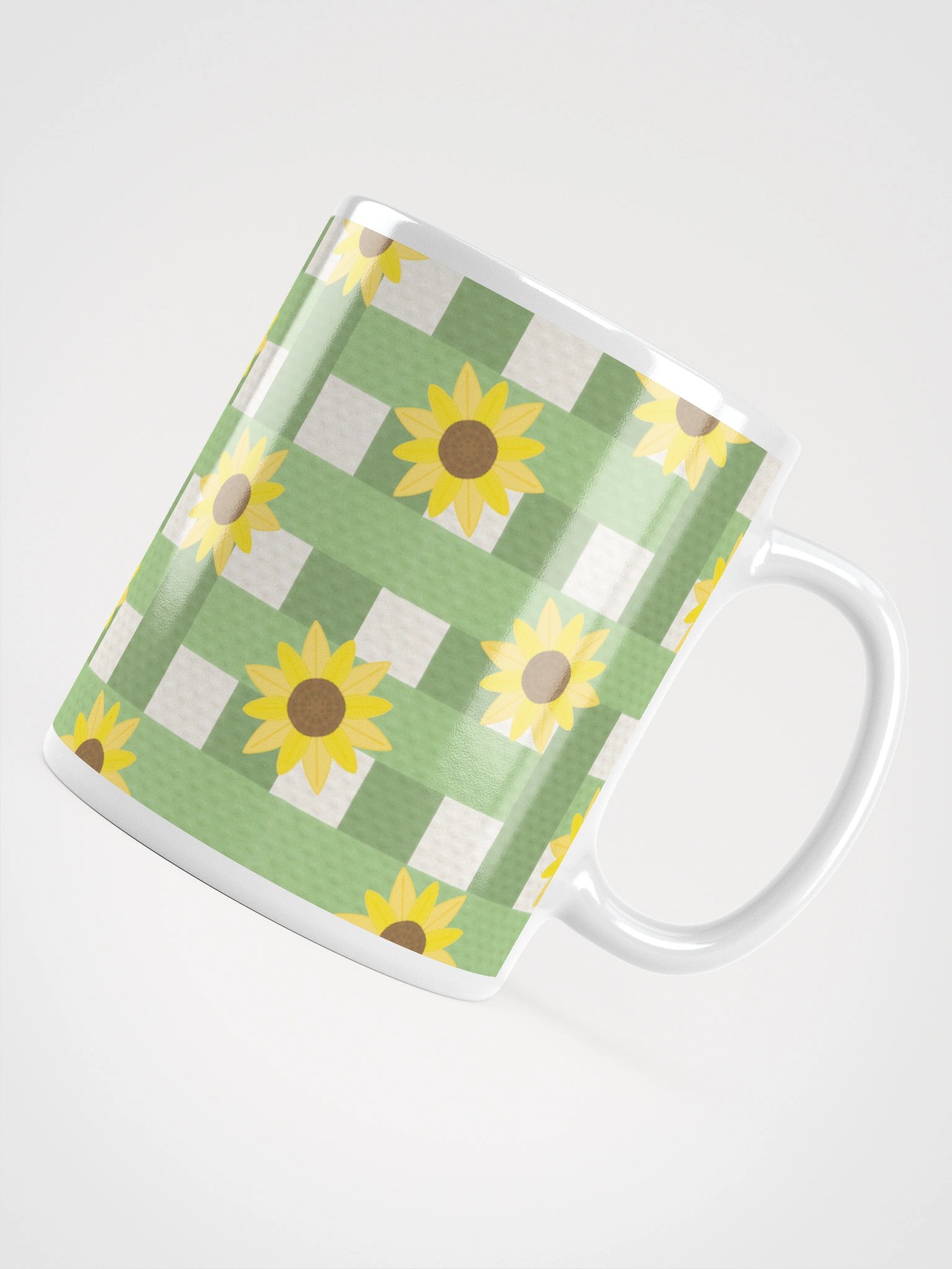 Sunflower Gingham in Green Mug product image (6)