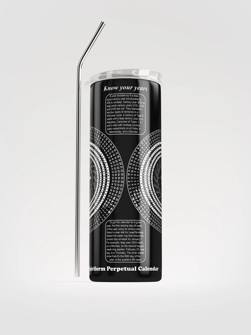 Spiriform Perpetual Calendar Stainless Steel Tumbler