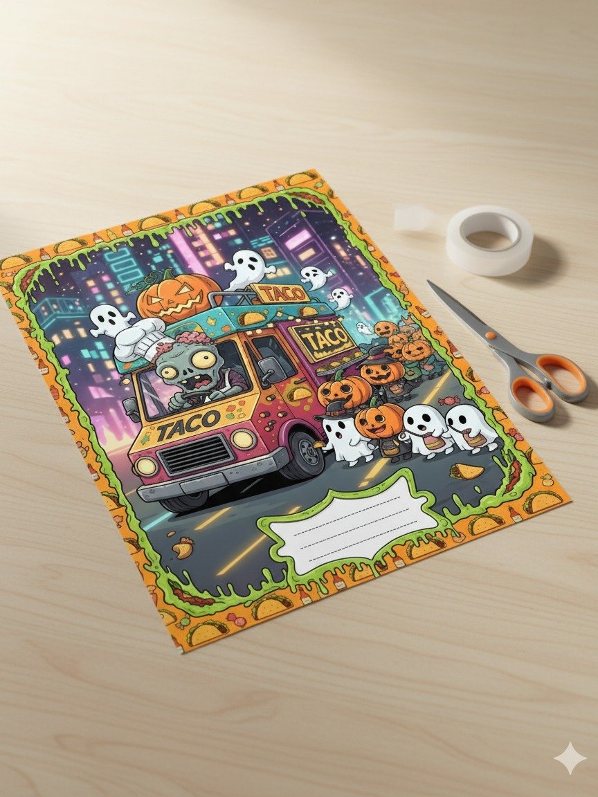 Spooky Taco Truck Halloween Notebook Cover - Digital Download product image (3)