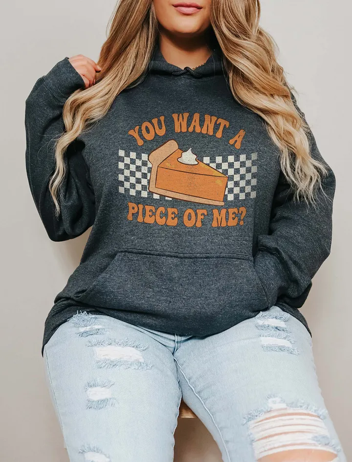 You Want a Piece of Me Pumpkin Pie Checkerboard Hooded Sweatshirt | Funny Fall and Halloween Hoodie product image (19)