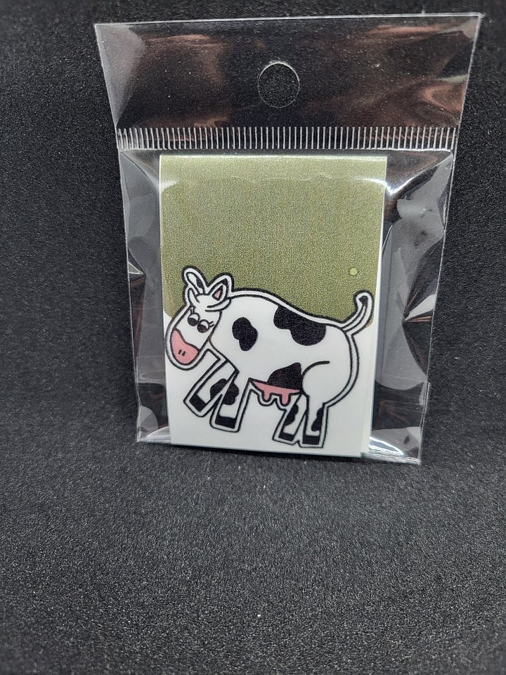 Cute Cartoon Black and White Cow Magnetic Laminated Bookmark for Farm Animal Lovers product image (1)