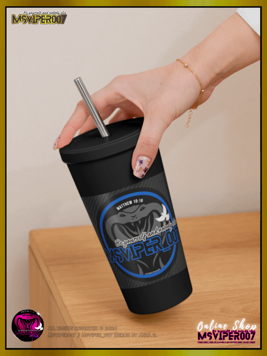 Tumbler - "MsViper_007™ Brand [blue/blk] - Support&Sport" Insulated Tumbler with a Straw By Anna H. product image (12)